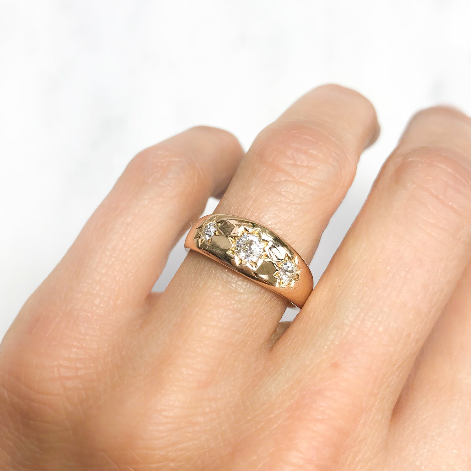 Annie diamond Victorian three stone ring