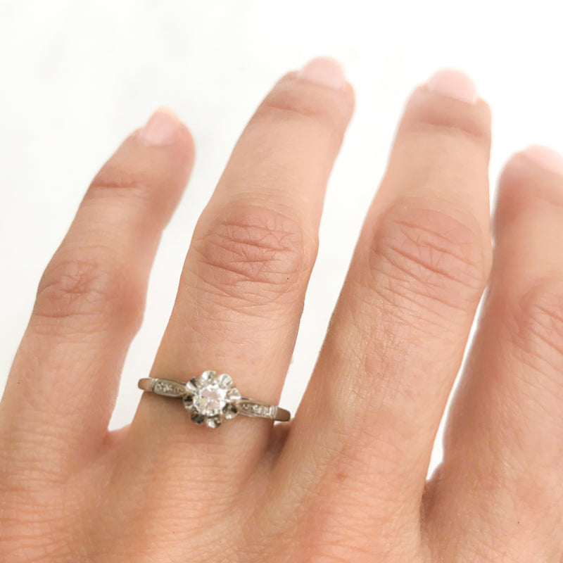 Rose antique diamond engagement ring