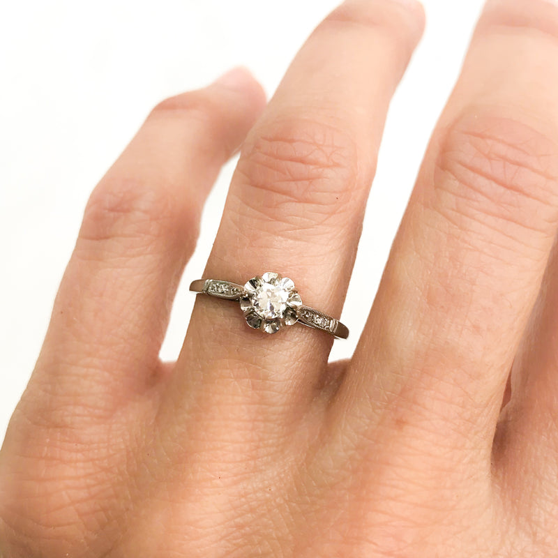 Rose antique diamond engagement ring