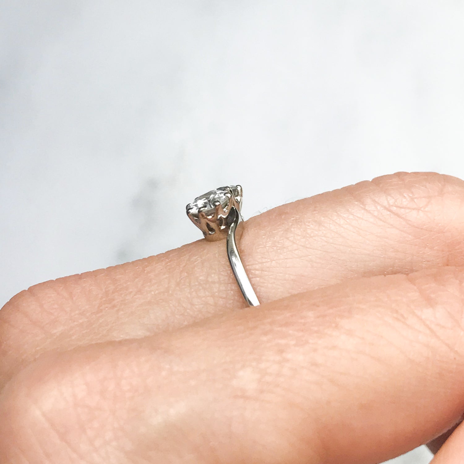Bernadette vintage diamond toi et moi engagement ring