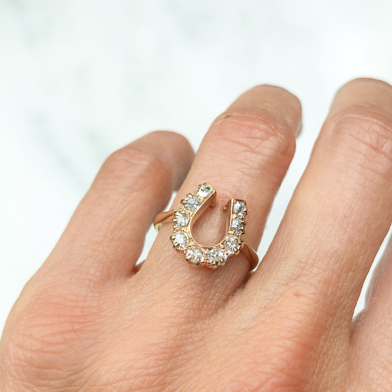 Diamond Accent Horseshoe Ring in 10K White Gold | Zales