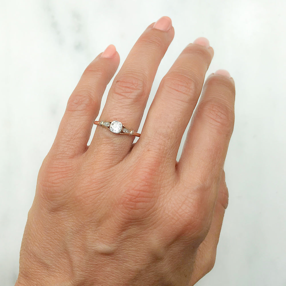 Fern antique early 20th century diamond engagement ring