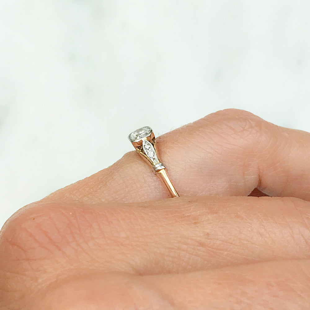 Fern antique early 20th century diamond engagement ring