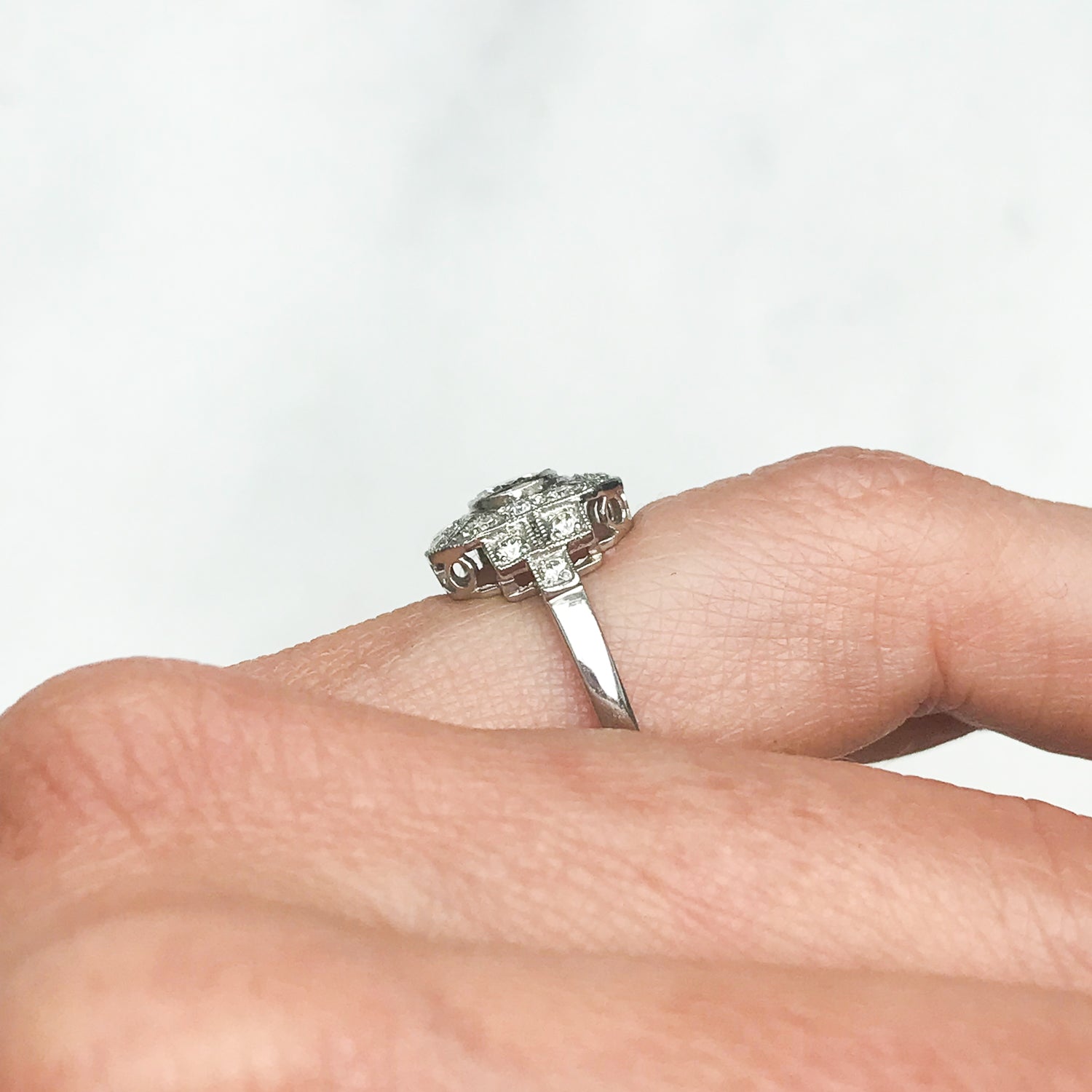 Jean vintage diamond plaque ring