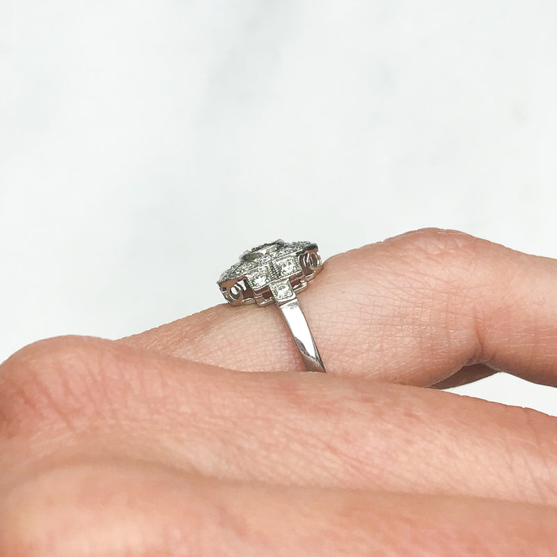 Jean Art Deco style diamond plaque engagement ring