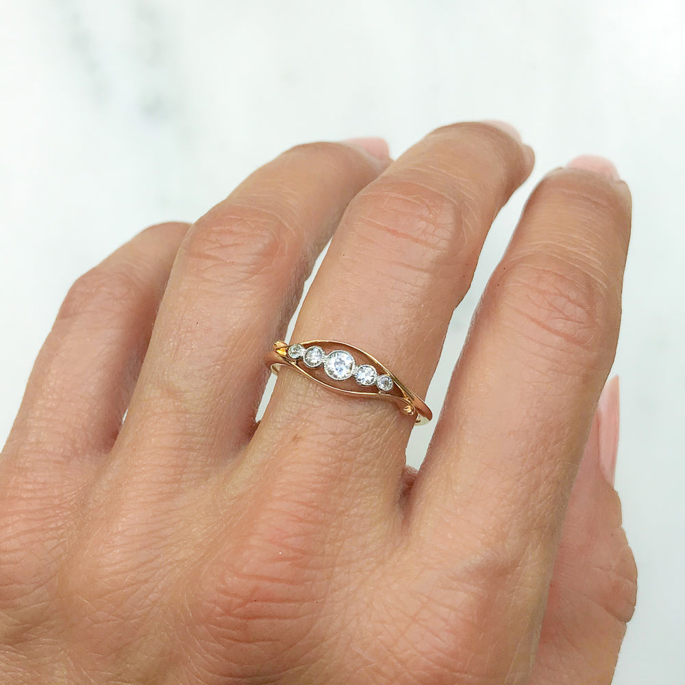 Vivienne antique Edwardian five stone diamond engagement ring